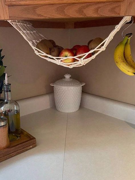 Handmade Woven Fruit Storage Net Basket, Kitchen Decorative Vegetable Hanging Tapestry | SHEIN USA Macrame Fruit Basket, Storing Fruits And Vegetables, Banana Hanger, Hanging Fruit Baskets, Fruit Bag, Bohemian Kitchen, Fruit And Vegetable Storage, Fruit Storage, White Storage