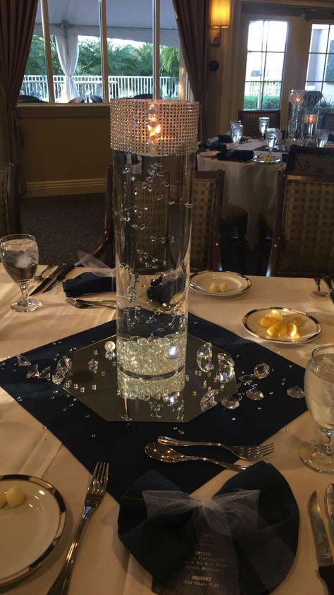 Diamond Theme Centerpieces, Diamonds And Pearls Theme Birthday, 60th Wedding Anniversary Party Ideas, Diamond Theme Party Ideas, Wedding Anniversary Party Ideas, Diamond Theme Party, Diamonds And Denim Party, 60th Wedding Anniversary Party, Anniversary Party Ideas