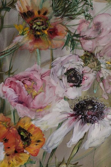 Clare Basler, Clair Basler, Painting Abstract Flowers, Claire Basler, Flower Artists, Canvas Painting Tutorials, Abstract Floral Paintings, Folk Art Painting, Flower Art Painting