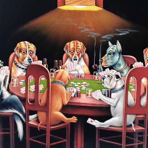 "Dogs playing poker after Coolidge " Oil on black velvet by Jorge Torrones... Size 24"x18" Prints and Original are available for purchase. #velvetify #velvetify #art #velvetpaintings #velvetpainting #vintagevelvetpainting #kitsch #blackvelvetpainting #blackvelvetpaintings #vintagemexico #paintings #mexicanart #velvetarts #velvetart Dogs Playing Poker, Dogs Playing, Funny Posters, Poker Cards, Framed Canvas Wall Art, Custom Portraits, Print Pictures, Original Oil Painting, Original Oil