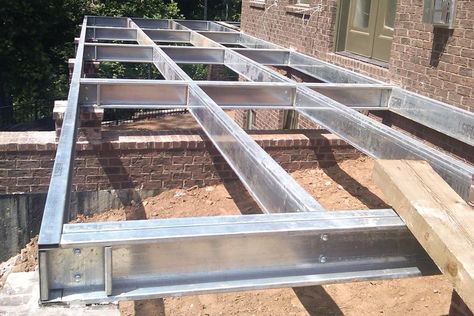 C Channel Steel Ideas, Building A Deck Frame, H Beam, Rammed Earth Homes, Steel Channel, Steel Beam, Steel Frame House, Steel Framing, Steel Roofing