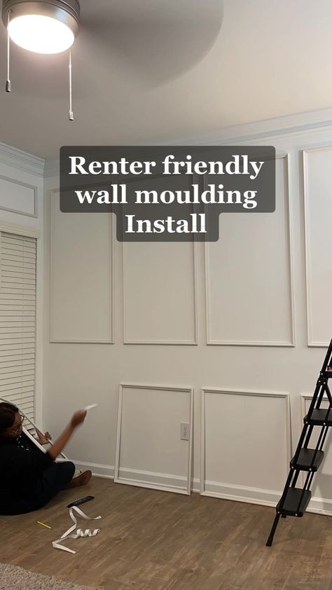 Temporary Wall Molding, Small Apartment Feature Wall, Accent Wall Apartment Friendly, Fake Molding Wall, Self Adhesive Wall Molding, Peel And Stick Picture Molding, Removable Wall Molding, Apartment Wall Molding, Diy Peel And Stick Wall Molding