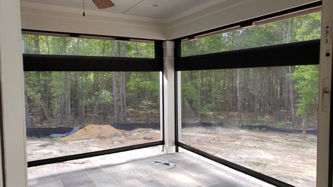 Retractable Vinyl Porch, Automatic Screens For Porch, Porch Enclosure Ideas For Winter, Clear Vinyl Patio Enclosure, Retractable Window Screens, Retractable Screen Porch, Backyard Redesign, Retractable Patio Screens, Deck Enclosures