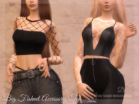 Sims 4 big fishnet accessory top Sims 4 Cc Goth, Sakura Dress, Goth Hoodie, Sims 4 Black Hair, Big Hoodies, Fishnet Top, Sims4 Clothes, Sims 4 Clothing, Sims Mods