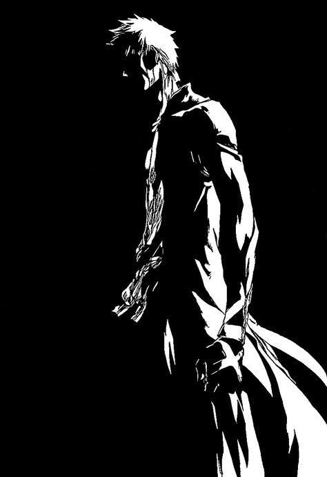 KUROSAKI Ichigo - Bleach Ichigo Kurosaki Black And White, Ichigo True Bankai Manga, Ichigo Black And White, Ichigo Aesthetic, Bleach Wallpaper 4k, Bleach Ichigo Bankai, Ichigo Kurosaki Wallpaper, Ichigo Manga, Bleach Wallpaper