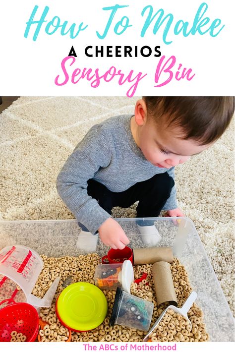 Cheerios Sensory Bin, Crushed Cheerios Sensory Bin, Cereal Sensory Bin, Cheerio Sensory Bin, Letter O Activities, Sensory Bin Play, Toddler Sensory Bins, Rainbow Rice, Independent Play