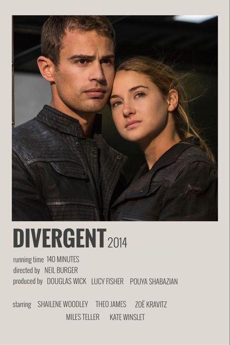 Divergent Movie Poster, Divergent Poster, Minimalistic Polaroid Poster, Polaroid Movie Poster, Movie Character Posters, Divergent Movie, Iconic Movie Posters, Movie Card, Girly Movies