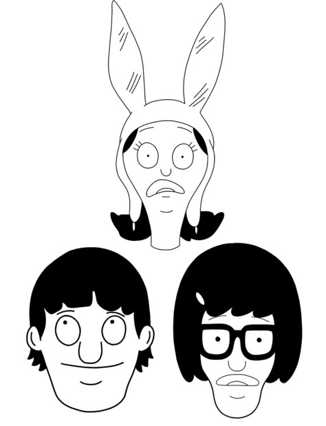 Bobs Burgers Drawing Ideas, Bobs Burgers Flash Tattoo, Bobs Burgers Doodles, Simple Bobs Burgers Tattoo, Bobs Burgers Svg, Bobs Burgers Coloring Pages, Bobs Burgers Crochet, Bobs Burgers Art, Cartoon Character Coloring Pages