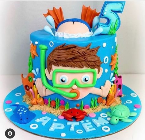 Swimming Cake Ideas, Pool Party Cake Ideas Boys, Swimming Cake, Summer Birthday Cake, Beach Birthday Cake, Surf Birthday Party, Cake Designs For Boy, 1st Bday Cake, Pool Party Cakes