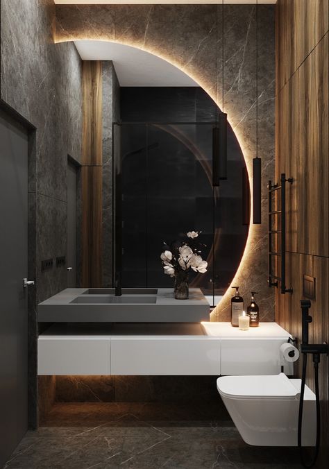 Bathroom Tub Ideas, Light Fixture Bathroom, Bathroom Furniture Design, Bathroom Interior Design Modern, Modern Luxury Bathroom, Bathroom Counter Decor, Wc Design, Sinks Bathroom, Cabinets Bathroom