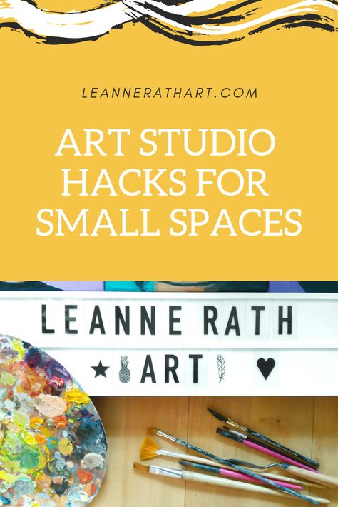 Art Studio Hacks for Small Spaces: How to turn your tiny space into a sacred space for creative juices to flow! Tiny Art Studio Organization, Tiny Artist Studio, Kitchen Art Studio, Art Space Setup, Art Studio Hacks, Tiny Art Space, Art Nook Small Spaces, Small Space Art Studio, Art Studio At Home Small Spaces