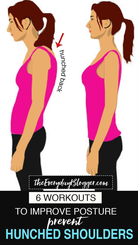 Hunched Shoulders, Better Posture Exercises, Posture Correction Exercises, Shoulder Posture, Sixpack Workout, Neck Exercises, Posture Exercises, Easy Exercises, Better Posture