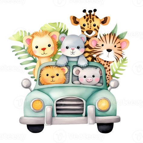 Animal Learning Activities, Kindergarten Classroom Design, Car Watercolor, Safari Clipart, Jungle Images, Jungle Animal Art, Animal Learning, Cute Animal Clipart, Safari Baby