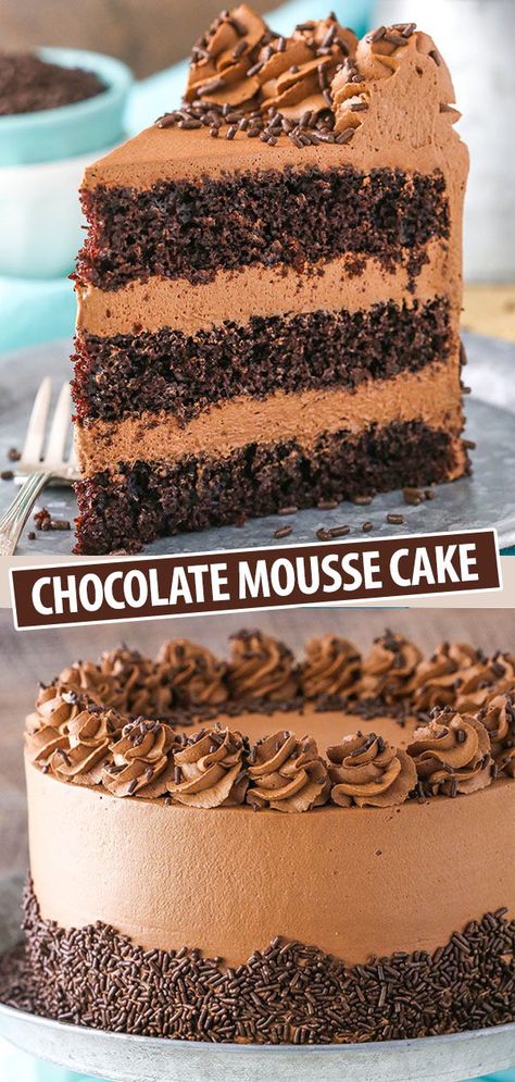 Chocolate Mousse Cake Recipe, Mousse Cake Recipe, The Cheesecake Factory, Chocolate Whipped Cream, Chicken Easy, Chocolate Mousse Cake, Best Cake Recipes, Moist Chocolate Cake, Dessert Cake