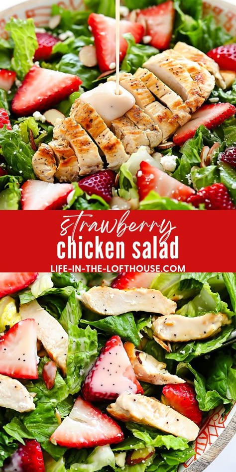 Strawberry Chicken Salad Strawberry Salad With Chicken, Strawberry Chicken Salad With Pecans, Salad With Chicken And Strawberries, Raspberry Chicken Salad, Chicken Salad With Strawberries, Keto Grilled Chicken Salad, Berry Chicken Salad, Strawberry Poppyseed Chicken Salad, Raspberry Poppyseed Dressing