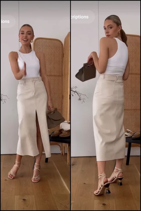 Western Casual Outfits, Midi Skirt Outfits Summer, Europe Outfits Summer, Spain Outfit, Skirt Outfit Summer, Midi Skirt Outfit, Dressy Casual Outfits, Denim Skirt Outfits, Europe Outfits