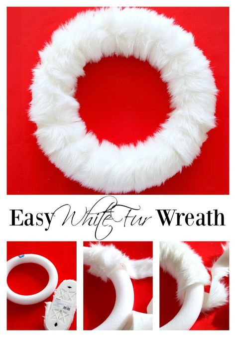 Tull Wreath, Faux Fur Wreath, Holiday Wreaths Diy Christmas, Fur Wreath, Yarn Wreaths, Crafts Wreaths, Christmas Thoughts, Holiday Wreaths Diy, Easy Wreaths