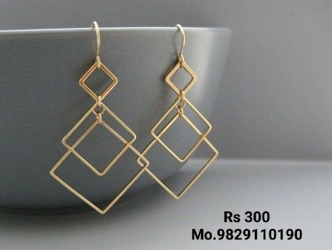 Geometric Jewelry Minimalist, Math Teacher Gifts, Modern Geometric Jewelry, Gold Art Deco Earrings, Architecture Gifts, Bijoux Art Deco, Gift For Architect, Architectural Jewelry, Square Jewelry