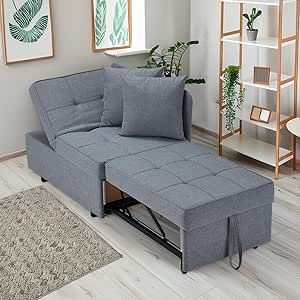 BUPPLEE 4-1 Convertible Sleeper Chair Bed, Sleeping Chairs for Adults, Sleeper Sofa Bed with 2 Pillows & Adjustable Backrest for Small Loft Apartment Office Living Room,Dark Gray Small Room Lighting, Small Loft Apartment, Fold Out Chair, Sleeper Chair Bed, Multi Functional Sofa, Pull Out Sofa Bed, Sofa Chairs, Pull Out Sofa, Sofa Fabric