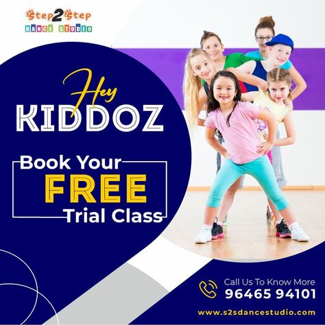 Hey Kiddoz its Friyay 🤩🤩
Get ready to jump up and make your body twirl on the beats.  
on Friday 29th April 2022 
Timings:- 4-5 pm & 5-6 pm. 
At Step2Step Dance Studio
SCF. 53, Phase 10, Mohali.
Call for details – 9646594101, 9888137158.

#FreeDanceClasses #DanceClassesforKids #FreeDemoClasses #OnlineDanceClasses #Step2StepDanceStudio #BookYourFreeTrial #DanceClassesInMohali #DanceClassesNearMe #BollywoodDanceForKids #BestDanceStudio #KidsDanceClassesChandigarh #ChandigarhDiaries #bhfyp #fyp Dance Class Poster, Class Poster Ideas, Class Poster Design, Dance Poster Design, Bhangra Dance, Makeup Poster, Dancer Poster, Happy Fathers Day Greetings, Fitness Event