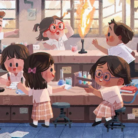 This little drawing is for my high school’s alumni webpage. Fun fact, I went to a science high school. I also applied to an art high school… | Instagram Science High School, Art High School, Book Illustration Layout, Illustration Art Kids, School Illustration, Childrens Artwork, Flat Design Illustration, Picture Books Illustration, Book Illustration Art