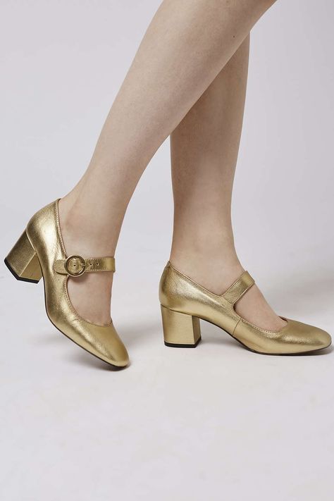 Photo 2 of JIG Metallic Mary-Janes Mary Jane Heels Outfit, Heel Mules Outfit, Gold Mary Janes, Mules Outfit, Heels Outfits, Heel Mules, Mary Jane Heels, Topshop Outfit, Dream Shoes