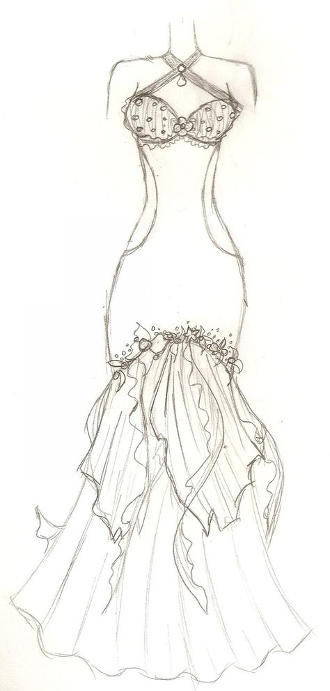 Mermaid Dress by Upon-a-RemStar on DeviantArt Mermaid Gown Drawing, Mermaid Dress Design Sketch, Fishtail Dress Drawing, How To Draw Lace Dresses, Mermaid Skirt Drawing, Sea Theme Dress Illustration, Evening Gown Sketch, Drawing Ideas Mermaid, Gown Drawing Sketches Dress Designs