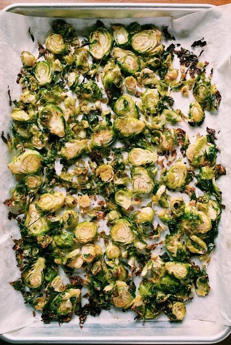 Surprise tip for making roasted brussel sprouts: add a drizzle of honey! It cuts the bitterness and  helps the brussel get a nice golden glaze. Roasted Brussels Sprouts With Garlic Nyt, Maple Soy Glazed Roasted Brussels Sprouts And Butternut Squash, Roasted Butter Nut Squash And Brussel Sprouts, Halved Brussel Sprouts, Julia’s Album Brussel Sprouts, Butternut Squash Lasagna, Roasted Brussel, Roasted Vegetable, Roasted Broccoli