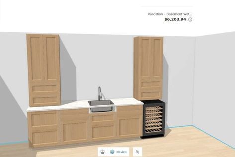 Building a highend white oak wet bar in the basement with IKEA cabinets. Ikea Wet Bar Basement, Dry Bar In Basement, Ikea Wet Bar, Ikea Kitchenette, Diy Basement Makeover, Wet Bar Basement, Unfinished Kitchen Cabinets, Ikea Sektion, Boys Bedroom Makeover