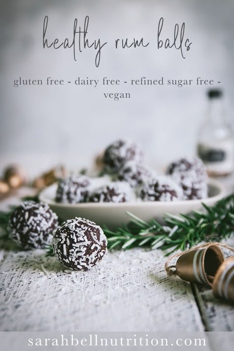 Rum Ball, Rum Balls Recipe, Healthy Christmas Treats, Festive Recipes, Rum Recipes, Sugar Free Cake, Rum Balls, Sugar Free Vegan, Gluten Free Christmas