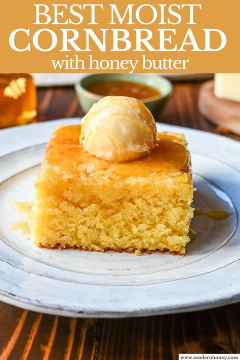 The Best Moist Cornbread Recipe Best Moist Cornbread Recipe, Cornbread Mix Hacks, Best Moist Cornbread, Moist Cornbread Recipe, Cream Corn Bread, Homemade Cornbread Recipe, Sweet Cornbread Muffins, The Best Cornbread, Perfect Cornbread