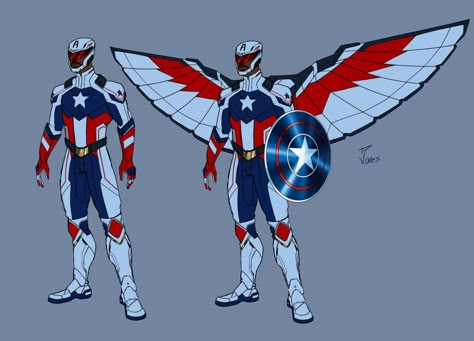 Sam Wilson Cap redesign #samwilson #captainamerica #marvel #marvelcomics #drawing #art #artwork #digitalart #digitaldrawing #blacksuperheroes #redesign Air Force Pararescue, Marvel Falcon, Captain America Suit, Next Avengers, Falcon Marvel, Marvel Concept Art, Marvel Character Design, Dr Marvel, Superhero Designs