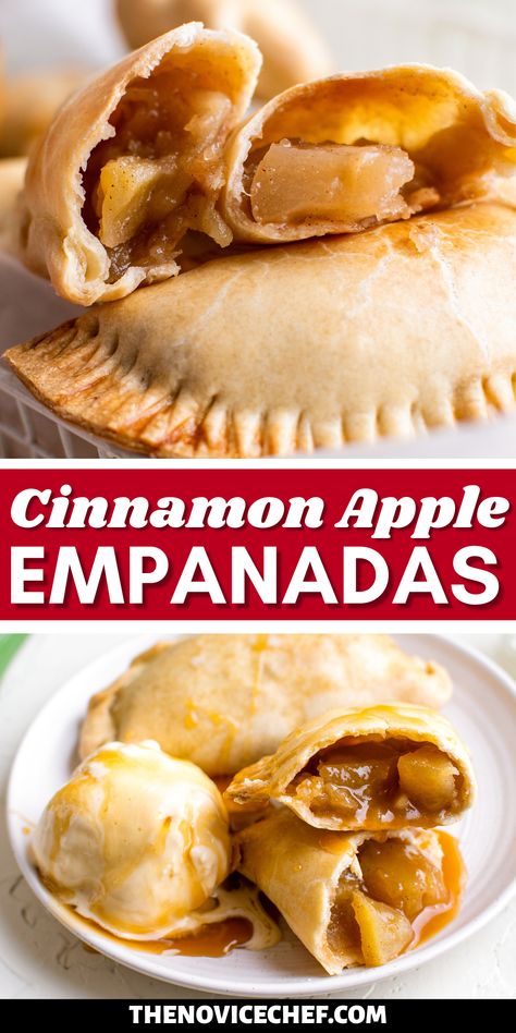 Combine flaky empanada dough with a cinnamon-apple filling, and you get sweet apple empanadas! These apple pastries are so easy, yet so good! Apple Empanadas With Pie Crust, Homemade Apple Empanadas, Apple Pie Empanadas Baked, Apple Empanadas Recipe Easy Pie Fillings, Baked Apple Empanadas, Easy Empanadas Recipe Desserts, Desert Empanadas Recipe, Easy Beef Empanadas Recipe Air Fryer, Almond Flour Empanada Dough