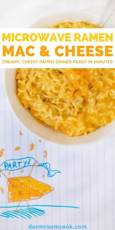 Creamy Cheesy Ramen Noodles, College Microwave Meals, Ramen Noodle Recipes Cheese, Microwave Ramen Noodles, Cheesy Ramen Noodle Recipes, Ham Ramen, Cheesy Ramen Recipe, Recipes Using Ramen Noodles, Ramen Dinner Recipes