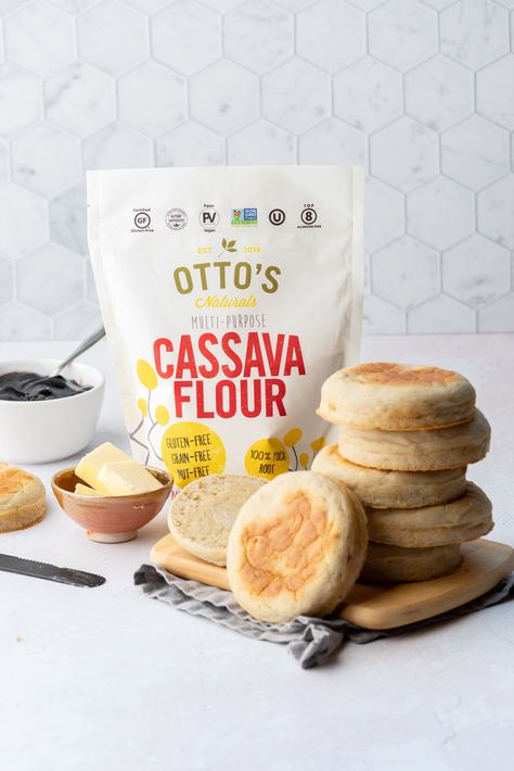 Grain-Free English Muffin – Otto's Naturals Grain Free English Muffin Recipe, Easy English Muffins, Ottos Cassava Flour Recipes, Paleo English Muffin, Cassava Flour Recipes, Lectin Free Foods, Gluten Free English Muffins, Pork Meals, English Muffin Recipes