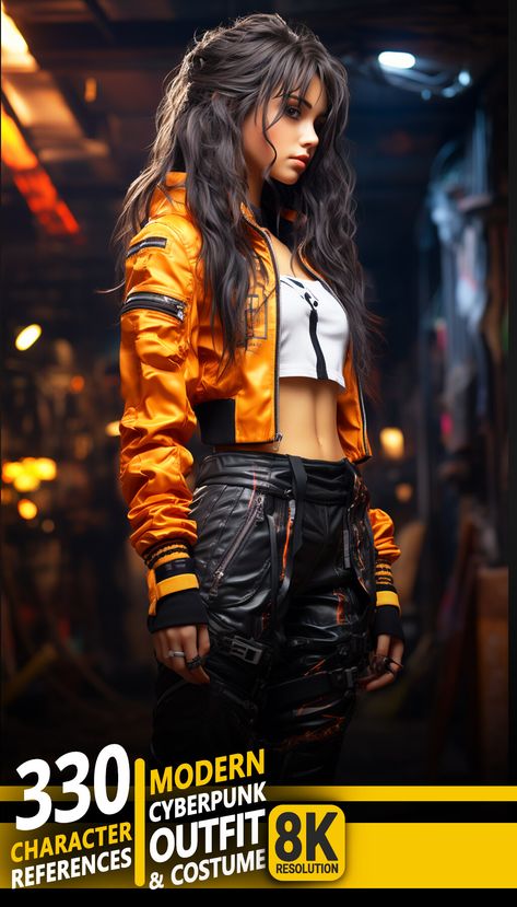 ArtStation - 330 Modern Cyberpunk Outfit & Costume - Character References | 8K Resolution Cyberpunk Woman Outfit, Cyberpunk Dystopia Outfit, Colorful Cyberpunk Outfit, Cyberpunk Girl Outfit, Cyberpunk Y2k Outfit, Neon Cyberpunk Aesthetic Outfit, Cyberpunk Fashion Futuristic Clothing, Orange Cyberpunk, Cyberpunk Style Outfit