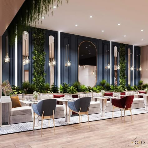 Banquet Hall Design Interiors, Banquet Hall Design, Minimal Restaurant, Bar Lounge Design, Brewery Restaurant, Restaurant Plan, False Wall, Modern Restaurant Design, Teal Living Rooms