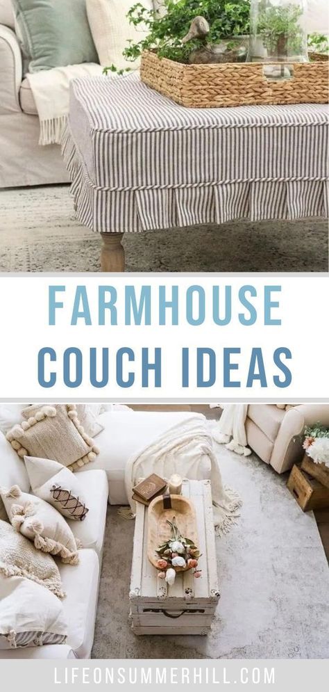 Small Living Room Country Style, Rustic Modern Sofa Couch, Country Couches Farmhouse Style, Modern Farmhouse Living Room Furniture Sofas, Couch Covers Slipcovers Living Rooms, Farmhouse Couch Cover, Farmhouse Sofas For The Living Room, White Farmhouse Sofa, Farmhouse Sectional Sofa Fabric