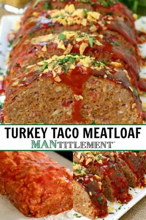 This Turkey Taco Meatloaf will have everyone coming back for seconds! #meatloafrecipe #turkeymeatloaf #dinnerrecipes #groundturkeyrecipes Best Turkey Meatloaf, Chicken Meatloaf Recipe, Moist Turkey Meatloaf, Taco Meatloaf, Mexican Meatloaf, Turkey Meatloaf Recipe, Tartiflette Recipe, Chicken Meatloaf, Turkey Meatloaf Recipes