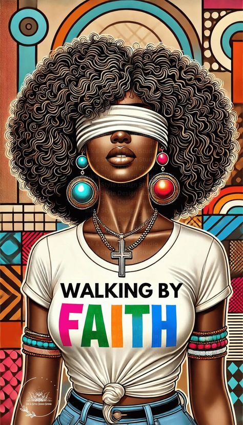 Black Art Pictures Beautiful, Black Empowerment Art, Art Of Black Women, Black Art Work, Walking By Faith, Inspirational Wall Decor, Walk By Faith, African American Art, Black Women Art