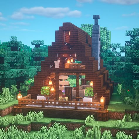 ExecutiveTree-Minecraft Builds on Instagram: “Minecraft A-Frame Cabin . A dark oak survival cabin in the woods🌲 . 💚 Follow for more builds :) . Expect a new Minecraft tutorial soon on…” Minecraft Scandinavian House, Dark Oak Treehouse Minecraft, Spruce Log Cabin Minecraft, Dark Oak Forest House Minecraft, Minecraft Log Cabin Ideas, A Frame Minecraft House, Minecraft Modern Cabin, Dark Oak Minecraft House, Survival Cabin