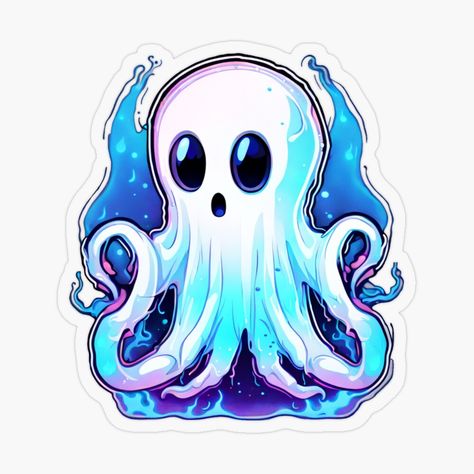 Get my art printed on awesome products. Support me at Redbubble #RBandME: https://www.redbubble.com/i/sticker/ghost-octopus-with-flames-by-artbyemme/164420141.O9UDB?asc=u Trippy Octopus, Octopus Art, Halloween Sticker, Halloween Art, Sticker Art, Dark Art, Dark Aesthetic, Octopus, Independent Artist