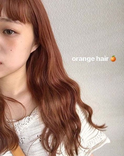 Orange Brown Hair, Membentuk Alis, Hair Color Orange, Korean Hair Color, Hair Color Underneath, Ginger Hair Color, Korean Hair, Haircuts Straight Hair, Auburn Hair