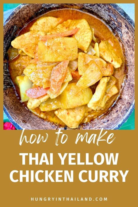 Enjoy authentic Thai flavors with this Thai yellow chicken curry recipe! Made with creamy coconut milk and a hint of spice, it's perfect for dinner or meal prep and can be cooked in just one pot. Thai Yellow Chicken Curry, Yellow Chicken Curry, Yellow Curry Recipe, Panang Curry Recipe, Thai Flavors, Thai Chicken Recipes, Potatoes And Vegetables, Thai Curry Recipes, Thai Basil Chicken