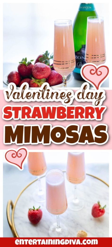 If you want to try something new, this strawberry mimosas recipe is a refreshing twist on the classic mimosa. You can make it with fresh or frozen strawberries, with champagne or as a mocktail with non-alcoholic champagne. Strawberry Mimosa Recipe, Virgin Strawberry Mimosa, Easy Frosty Strawberry Mimosas, Strawberry Orange Mimosa, Valentine’s Day Champagne Drinks, Non Alcoholic Champagne, Strawberry Mimosa, Christmas Turkey Recipes, New Years Eve Drinks