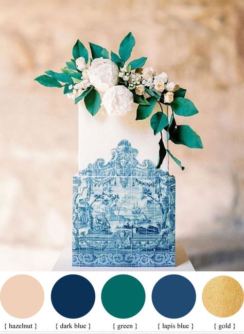 Blue + green and gold wedding colour idea for summer wedding | fabmood.com #weddingcolor #summerwedding #summer Gold Summer Wedding, Wedding Color Schemes Blue, September Fall, Dark Blue Wedding, Gold Wedding Colors, Green Wedding Colors, Gold Color Palettes, Wedding Colour, Blue Green Gold