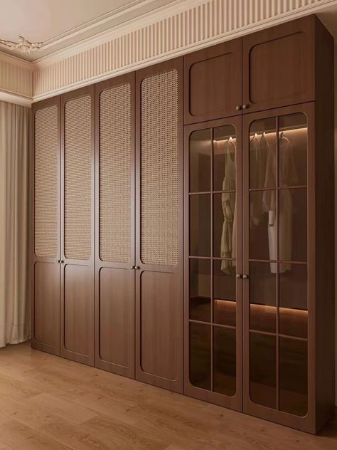 Dressing Room Wooden Design, Teak Wardrobe Design, Walk In Wardrobe Doors Ideas, Wooden Cupboard Design Bedroom, Curved Wardrobe, Corner Wardrobe Ideas, Wardrobe Shutter Design, Wardrobe Shutters, Wooden Wardrobe Design