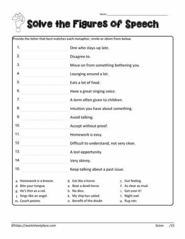 Figure Of Speech Worksheet, Figurative Speech, Speech Worksheets, Easy Grammar, Figurative Language Worksheet, Figures Of Speech, Speech Games, Kfc Chicken, Reading Materials