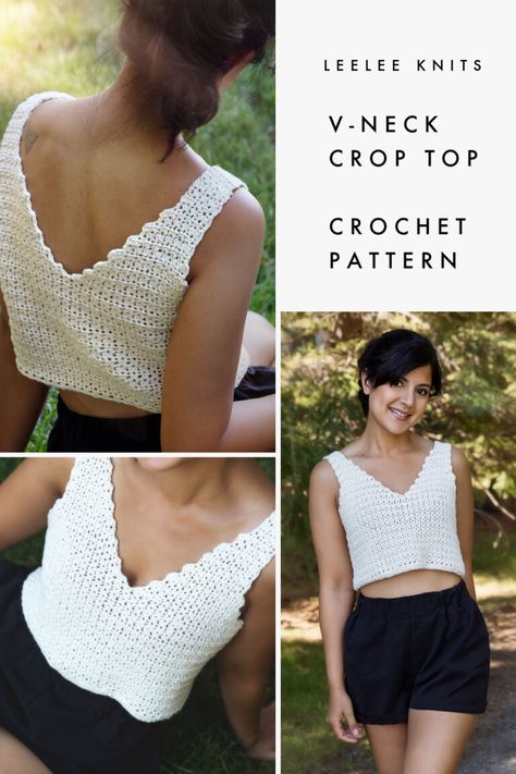 Free Easy Crochet Top Patterns For Beginners, Crochet Top Stitch, Easy Crop Top Crochet, V Neck Crochet Top Pattern, Crochet Tied Top, Free Sewing Patterns For Beginners Woman, Crochet Edm Outfit, Free Crochet Crop Top Patterns For Women, Crocheted Tank Tops Free Patterns