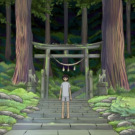 Torii is a traditional japanese gate and the guard is the little boy #illustration #torii #draw Little Boy Illustration, Gate Drawing, Tori Gate, Japanese Gate, Torii Gate, Boy Illustration, The Guard, Traditional Japanese, Quote Aesthetic